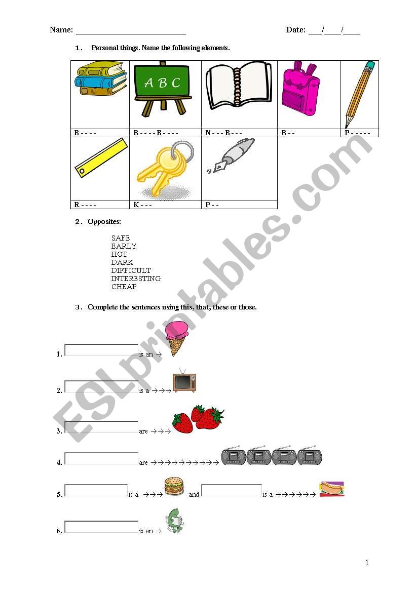 Test Part 3 worksheet