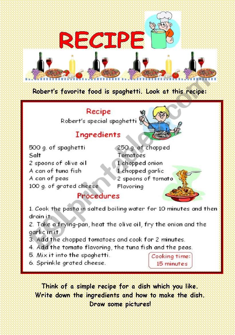 Recipe - ESL worksheet by venezababi