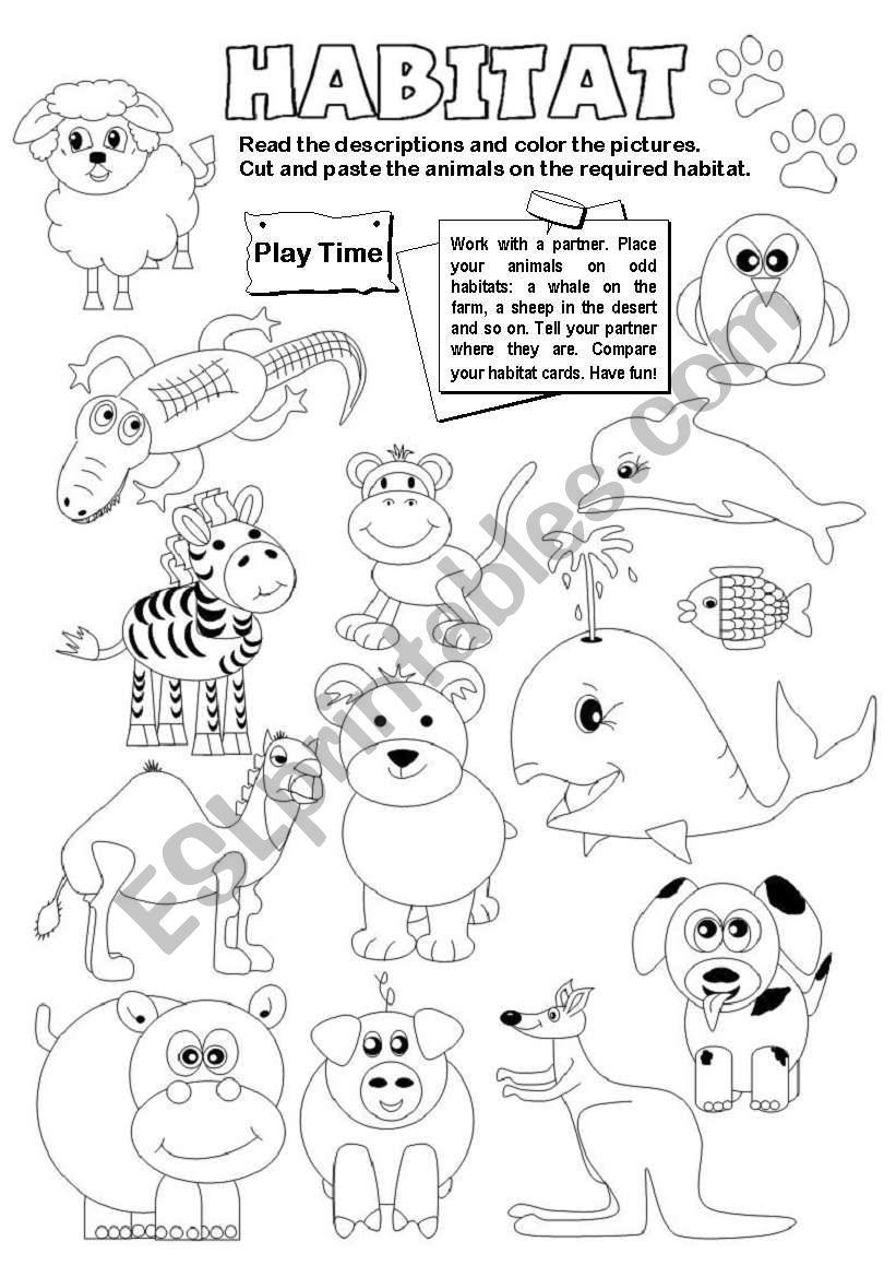 Animal Habitats worksheet