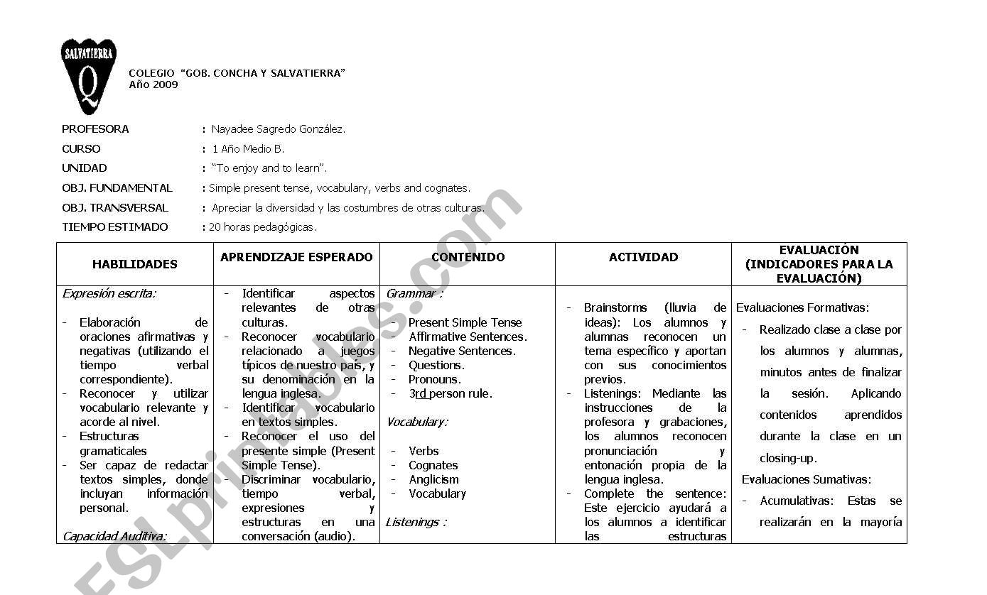 Lesson Plan worksheet