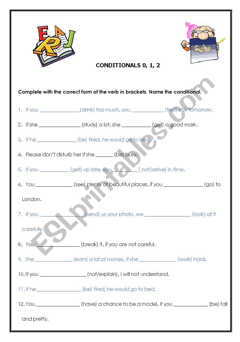 Conditionals 0, 1, 2 worksheet