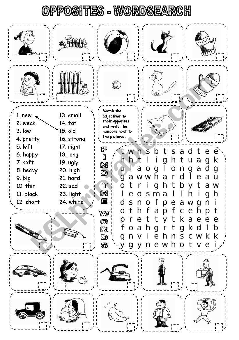 OPPOSITES - WORDSEARCH (2) worksheet