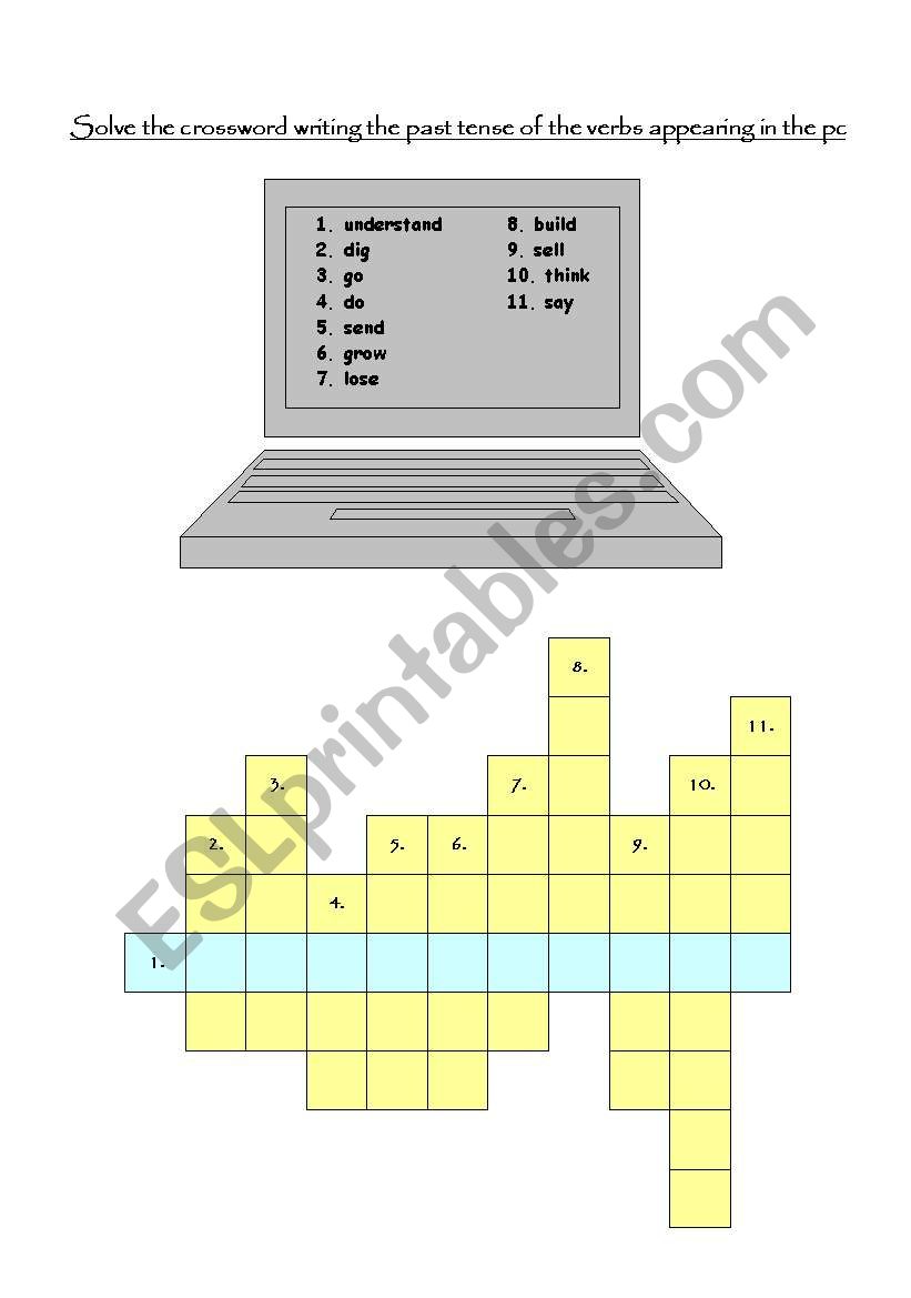 Past tense crossword worksheet