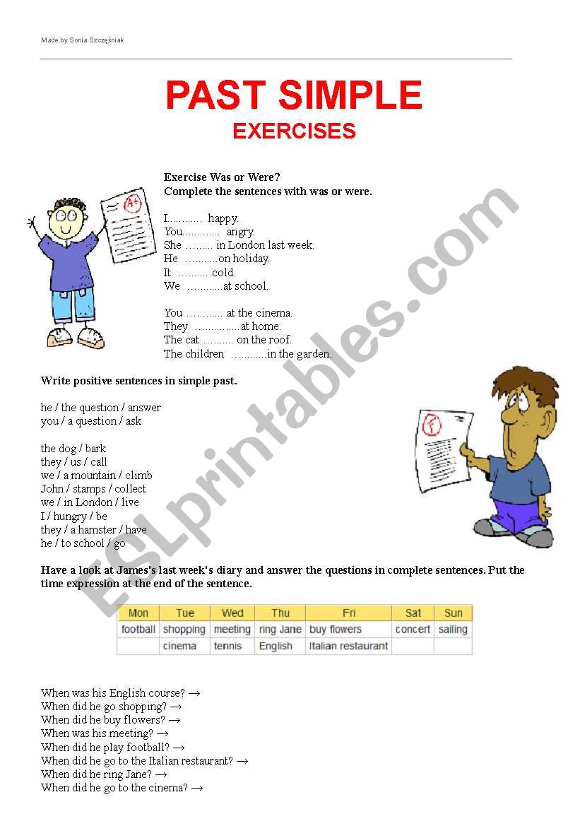 PAST SIMPLE  EXERCISES worksheet