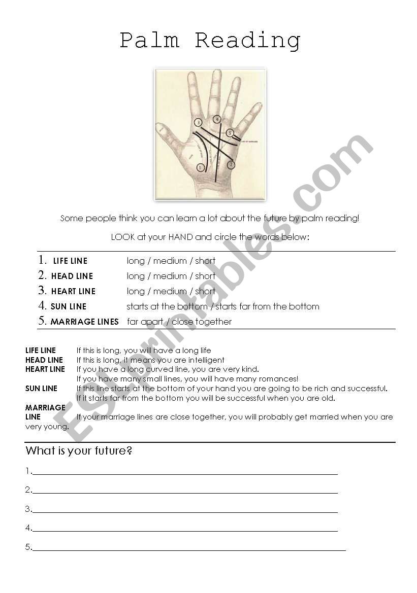 Palm Reading worksheet