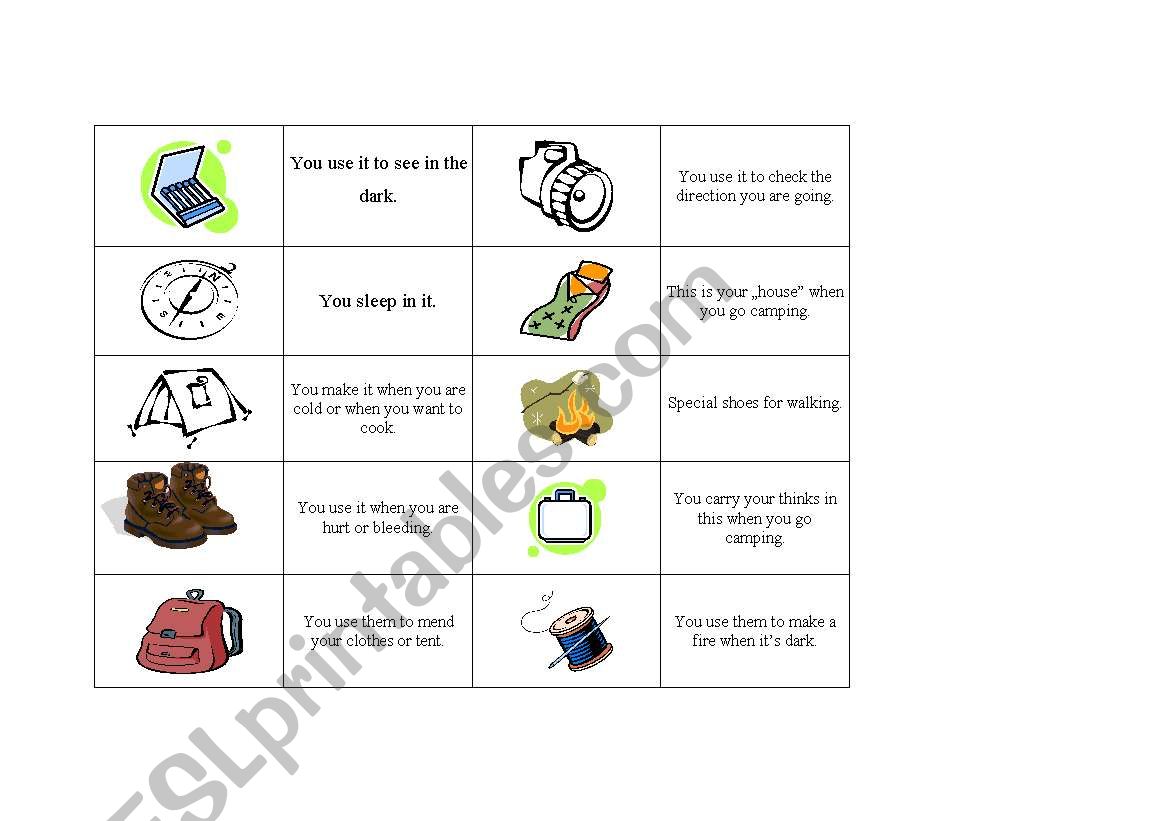 camping dominoes worksheet