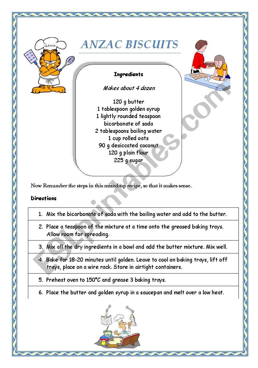  Anzac biscuits recipe worksheet