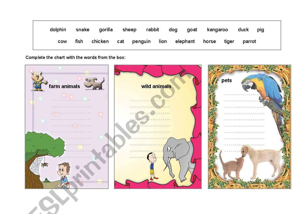 Animals 2/2 worksheet