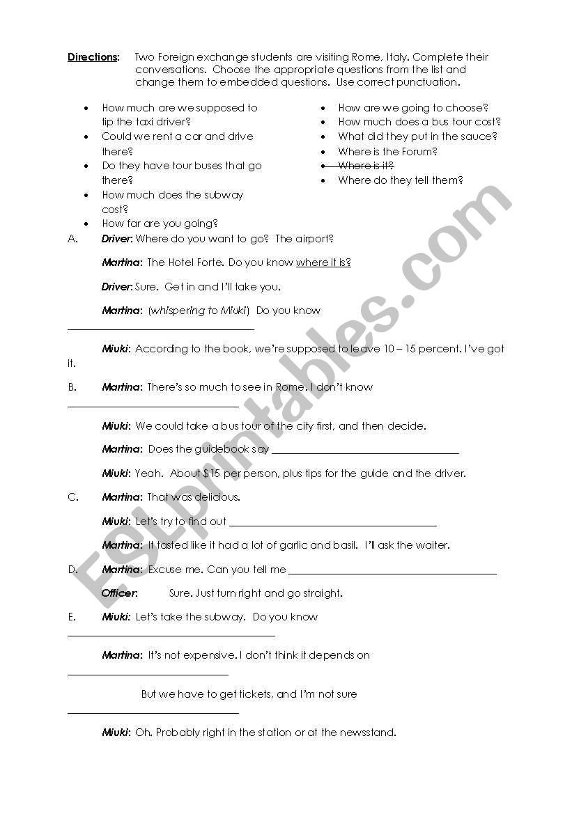 Noun Clauses - Embedded Questions & Verbs of Mental Activity