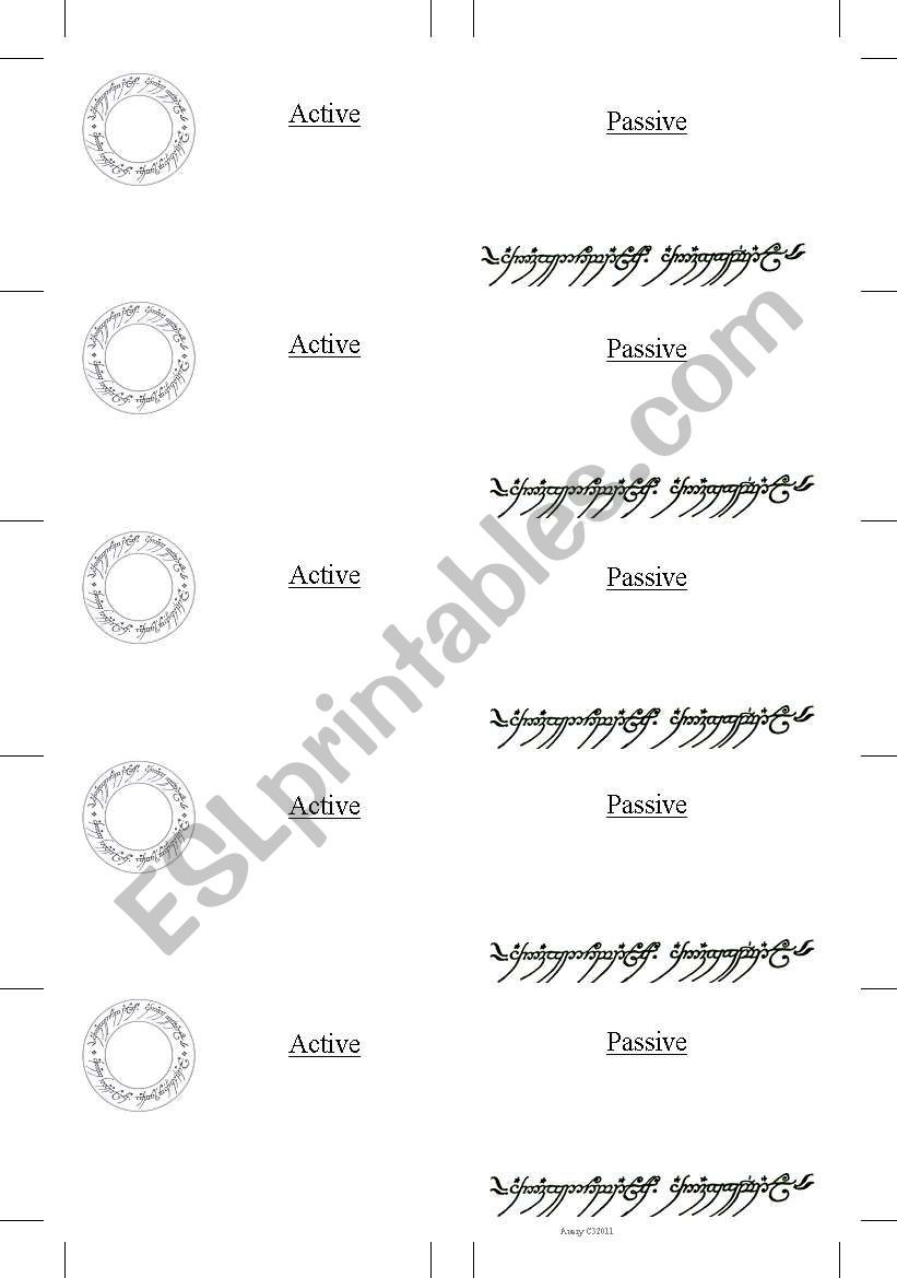 Practise the passive with Lord of the Rings question-answer-cards 