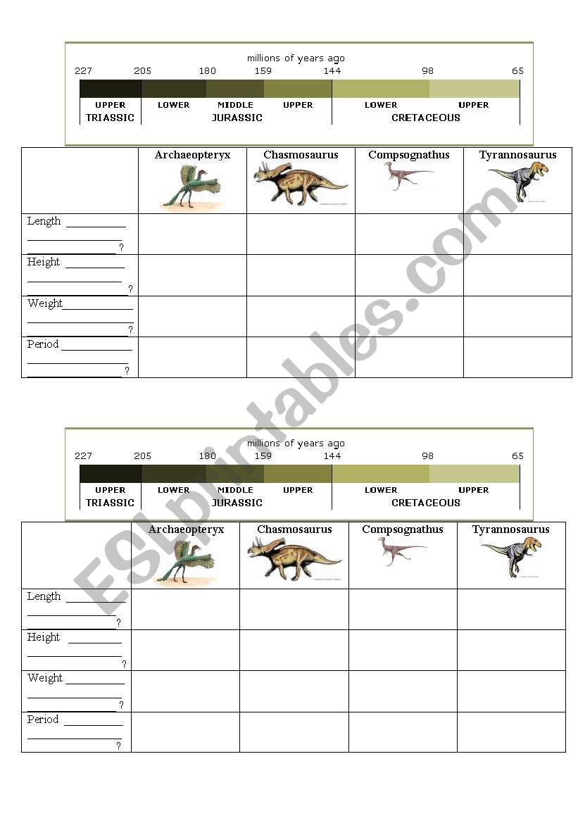 dinosaurs worksheet
