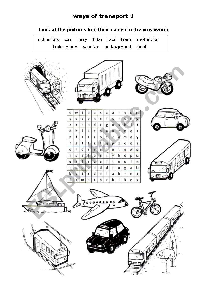 Ways of  transport 1 worksheet