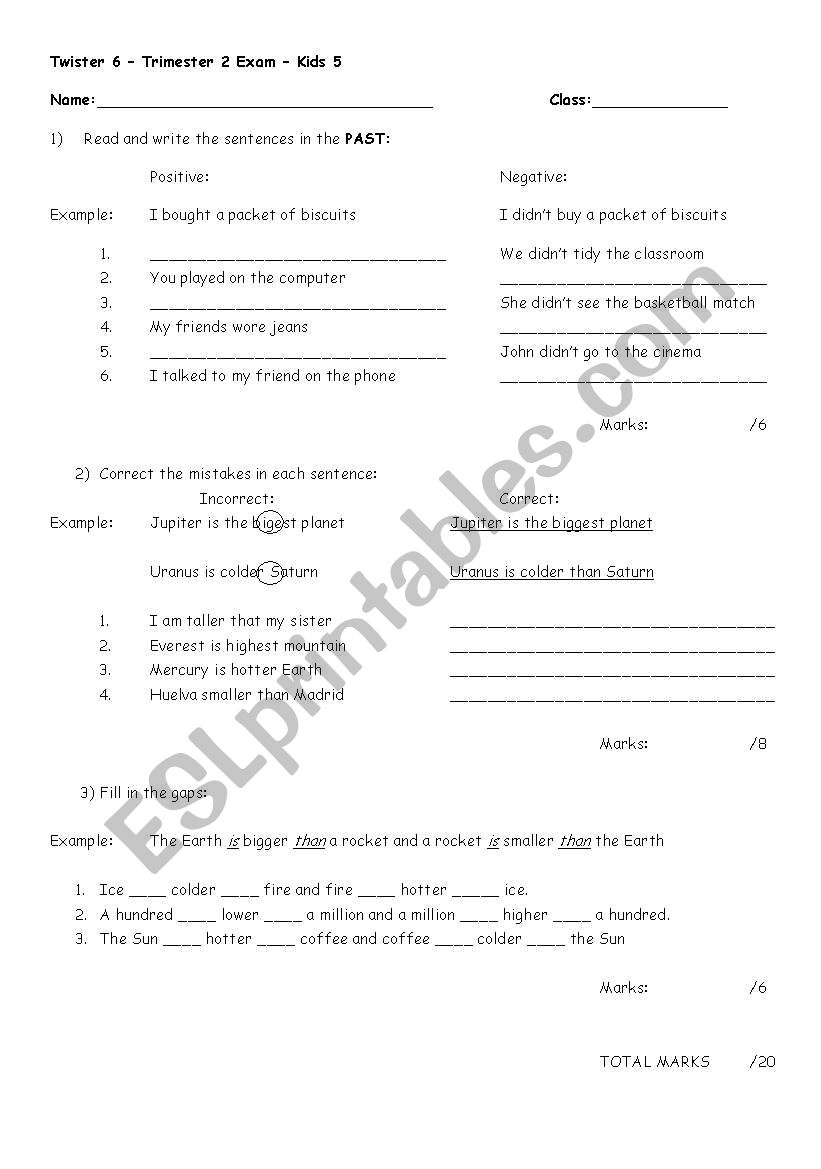 Test - Twister 6 - Units 4-6 worksheet