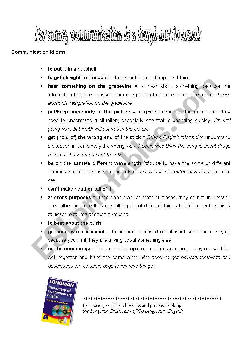 Communication Idioms worksheet