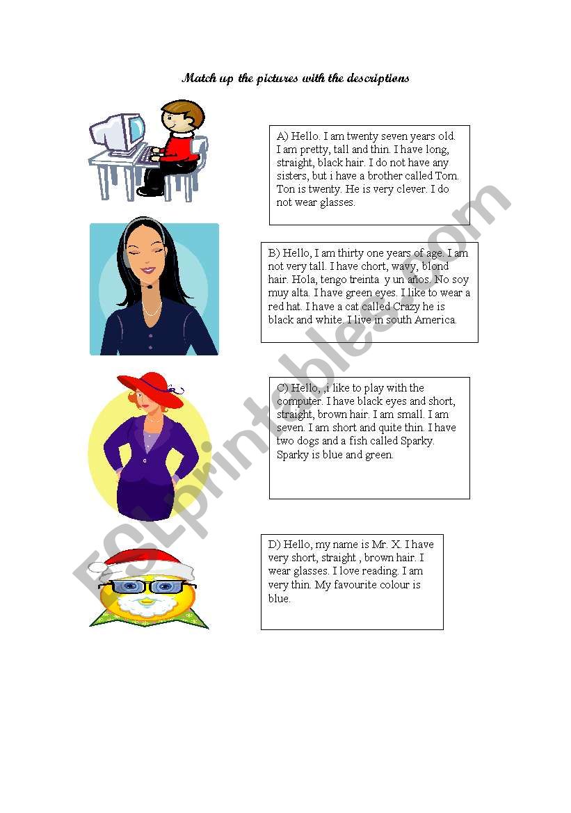 Physical description worksheet