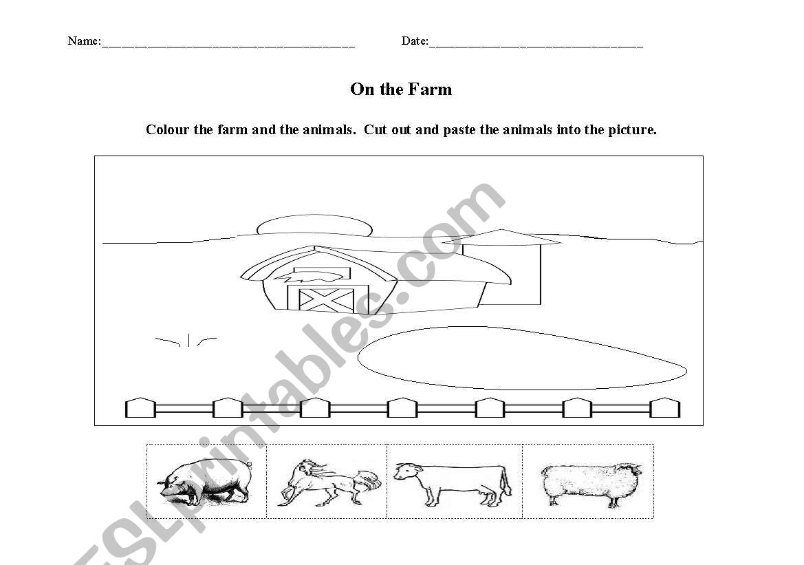 Farm Cut n Paste worksheet