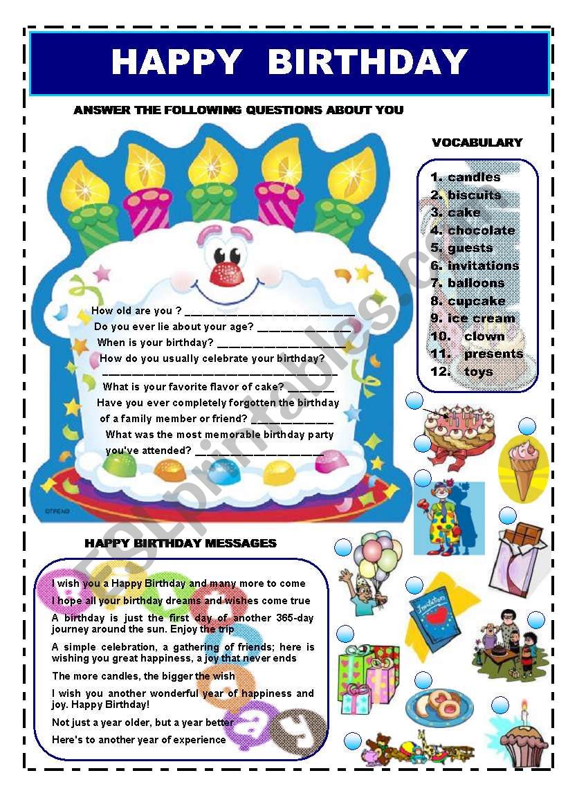 HAPPY BIRTHDAY - VOCABULARY  worksheet