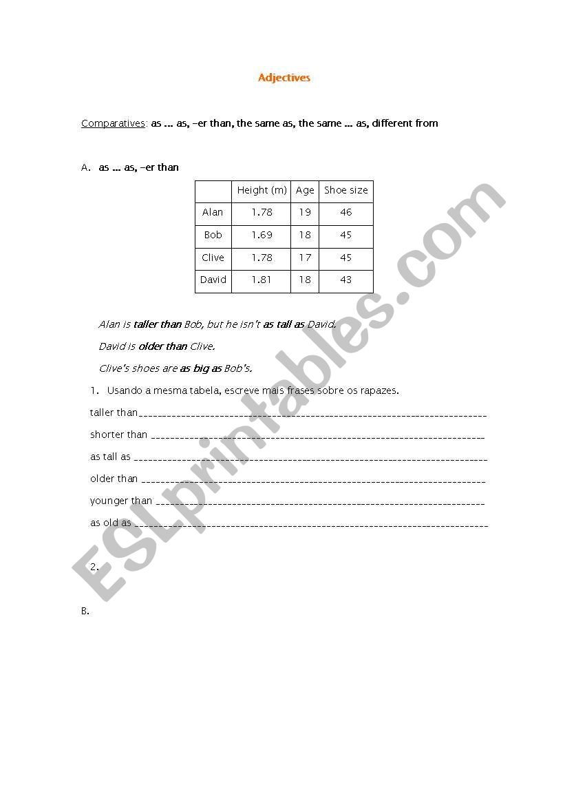 degrees of adjectives - comparative