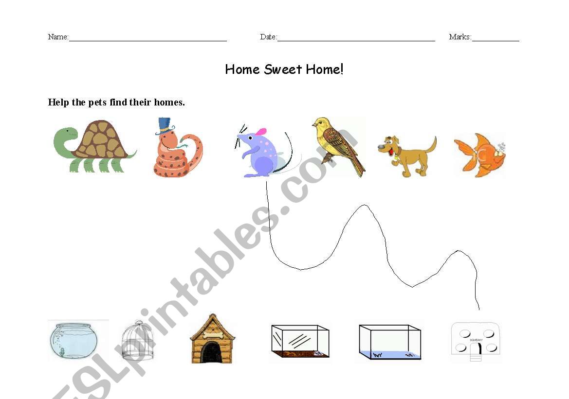 Pets Matching worksheet