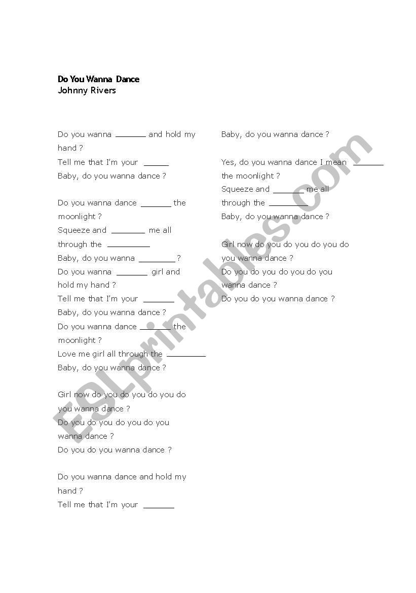 DO YOU WANNA DANCE worksheet