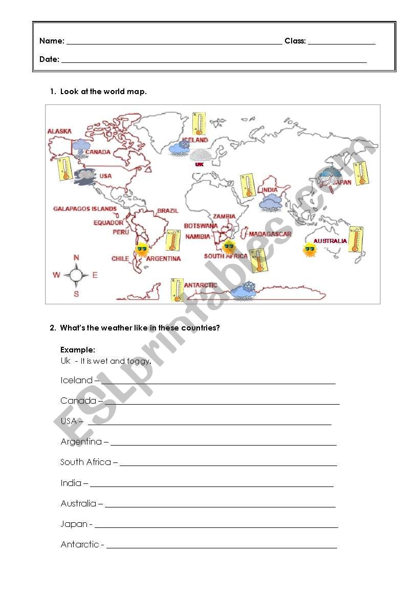 whats the weather like? worksheet