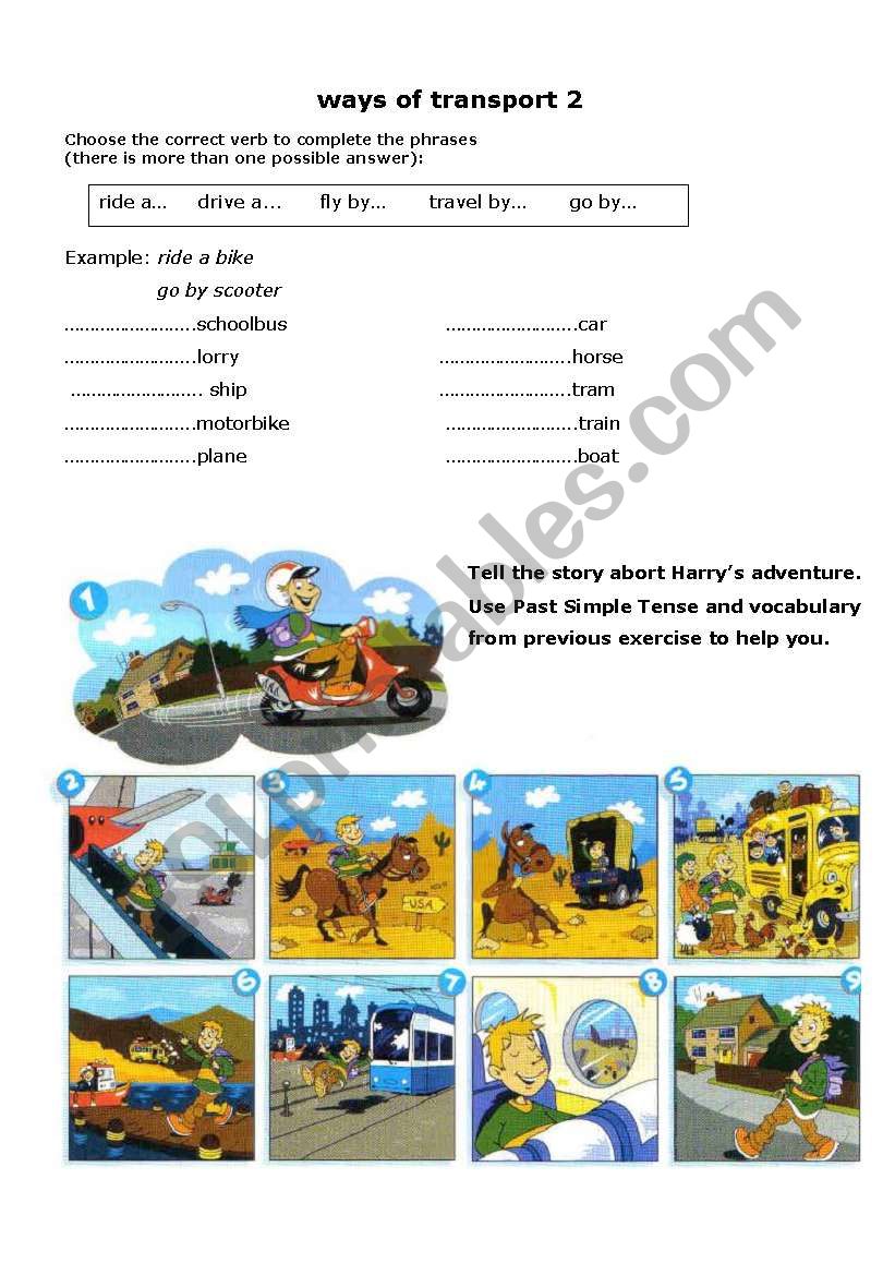 Ways of transport 2 worksheet