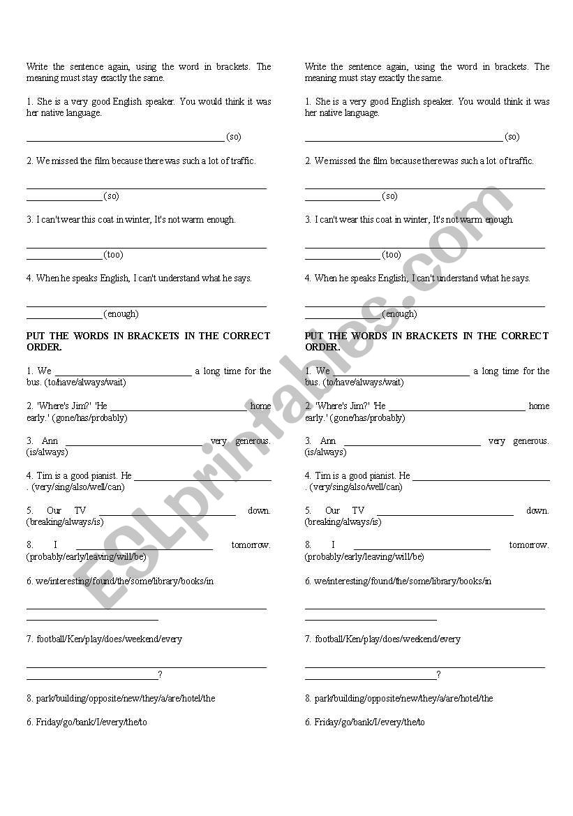 adverbs worksheet