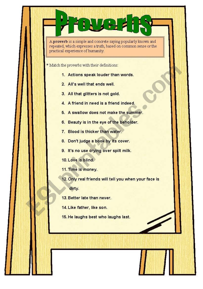 English proverbs worksheet