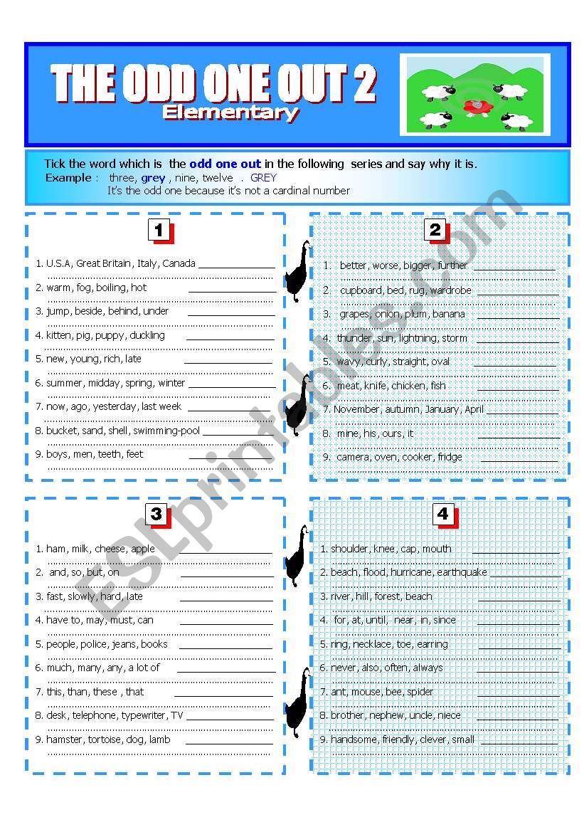  THE ODD ONE OUT 2 Elementary Level