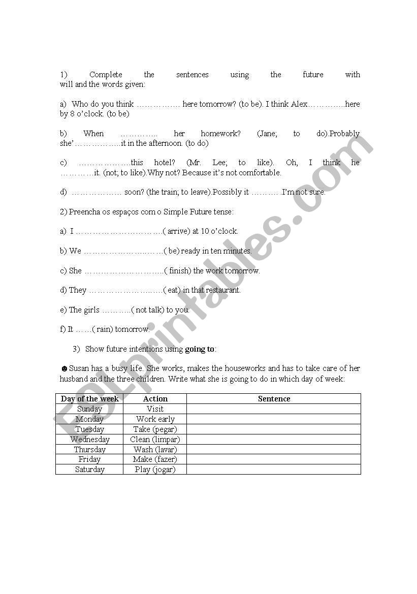 Future Tense worksheet