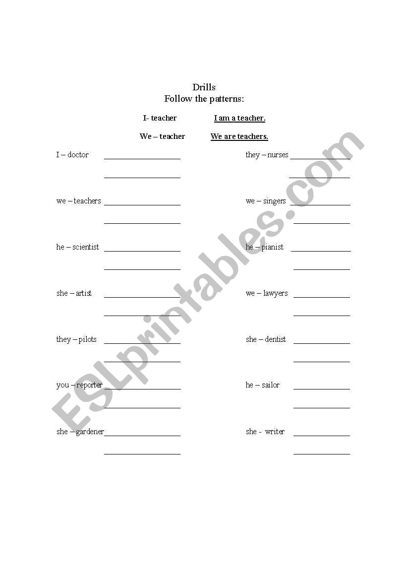 Drills worksheet
