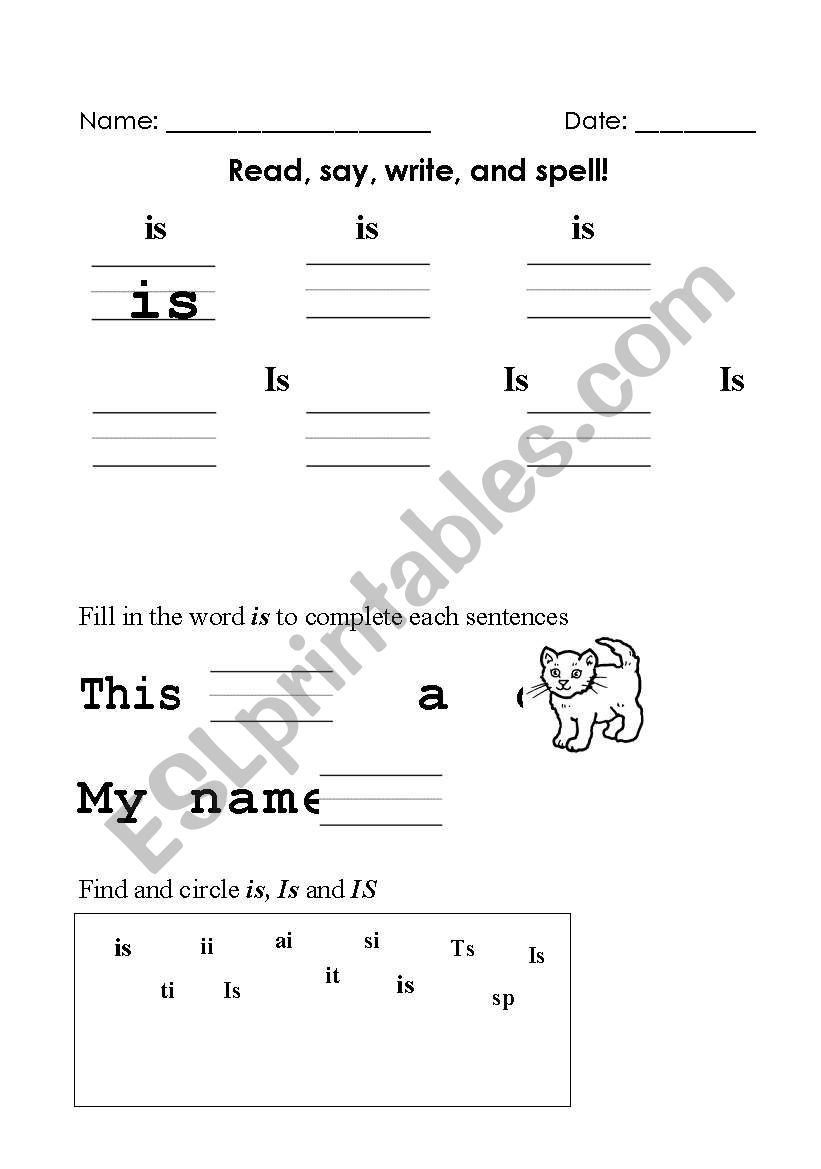 Sight Word - Is worksheet