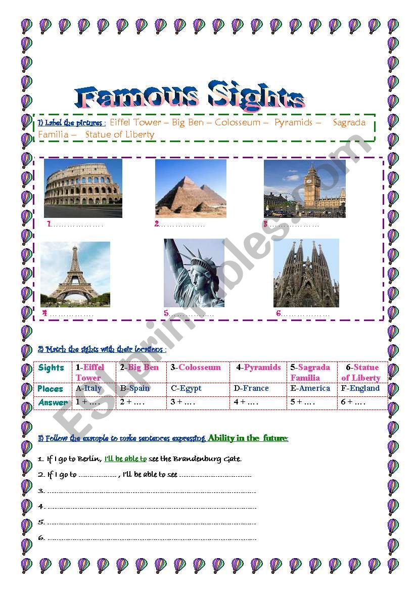 Famous sights worksheet