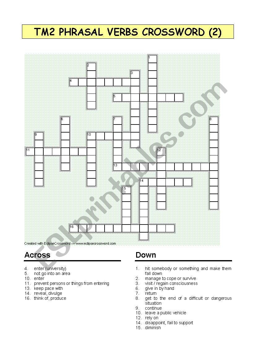 2bat phrasal verbs crossword 2