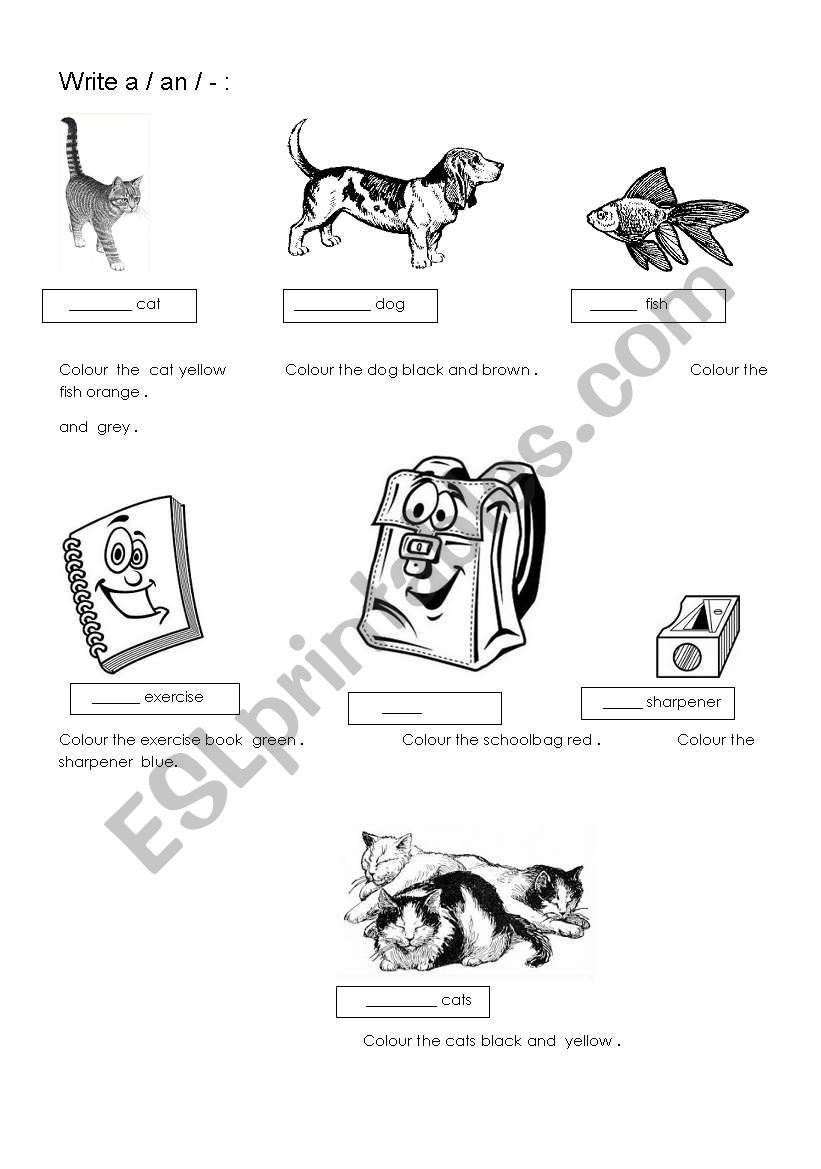 Indefinite articles worksheet