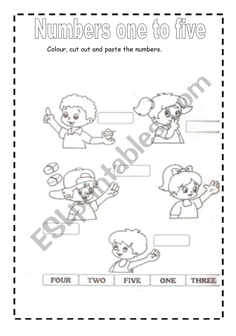 Numbers one to five esl worksheet by mogi