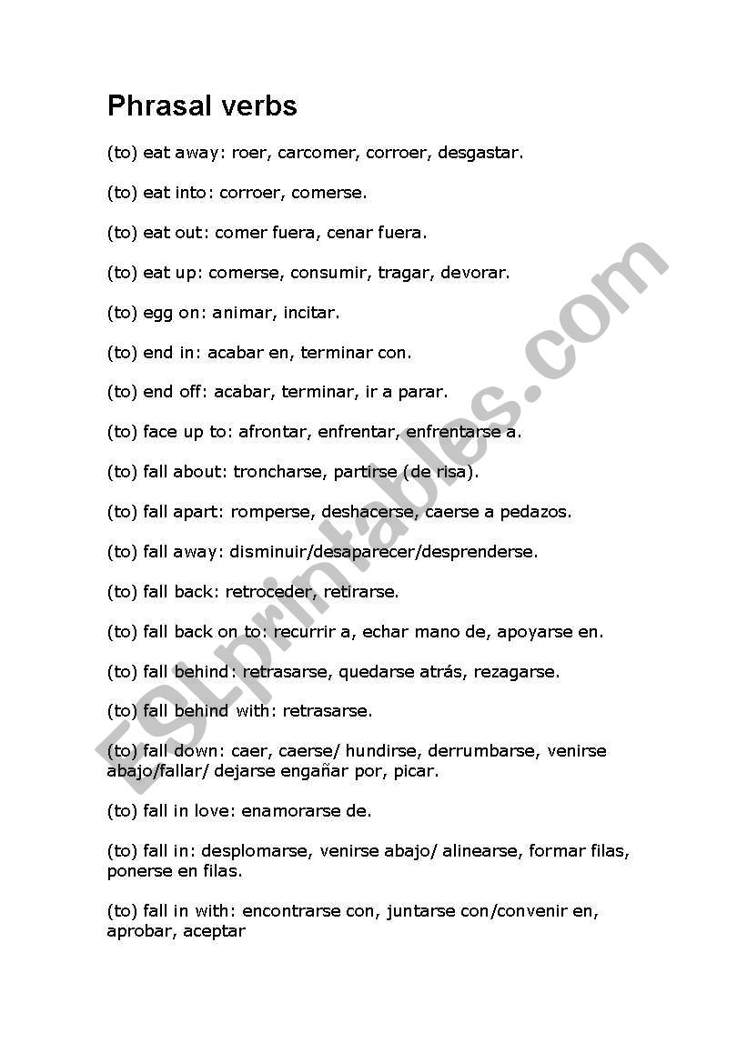 phrasal verbs worksheet