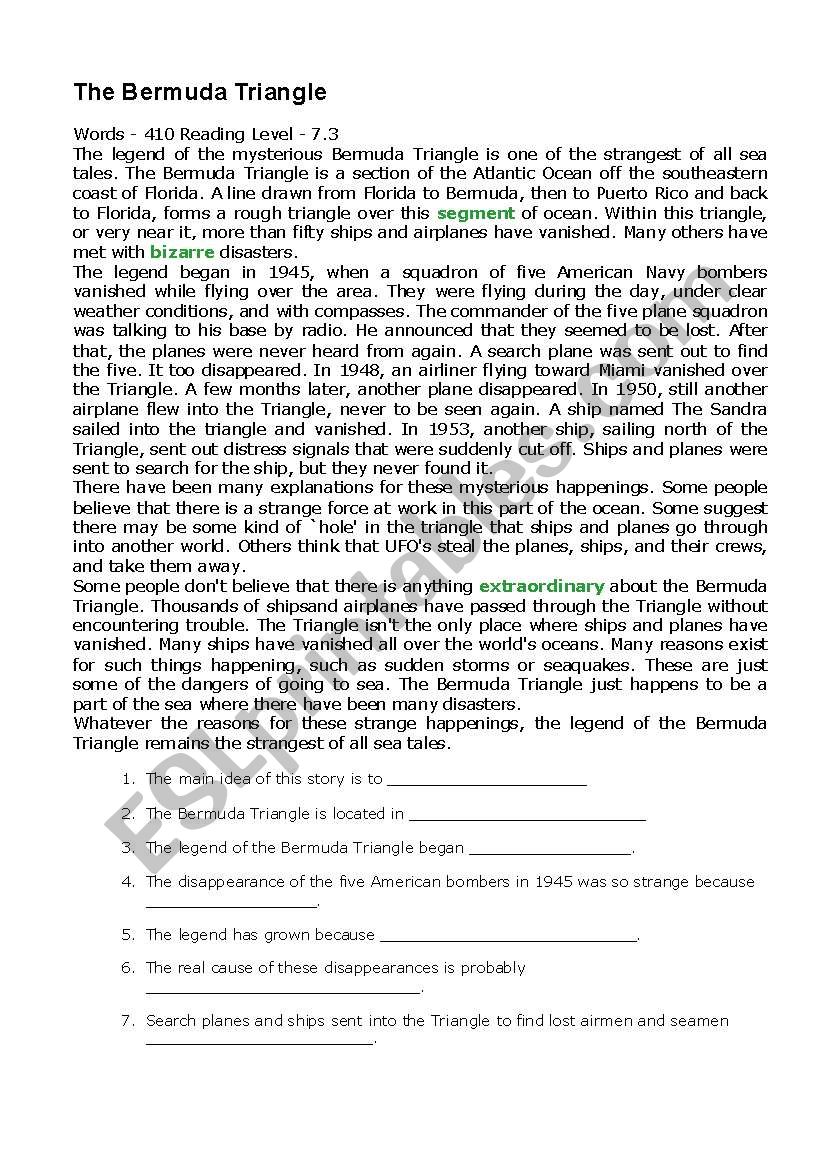 the bermuda triangle worksheet