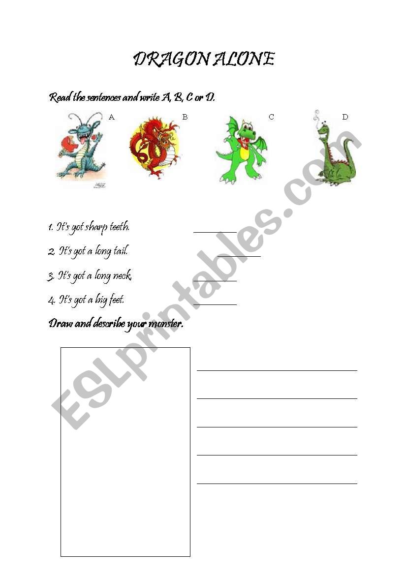 Dragon alone worksheet