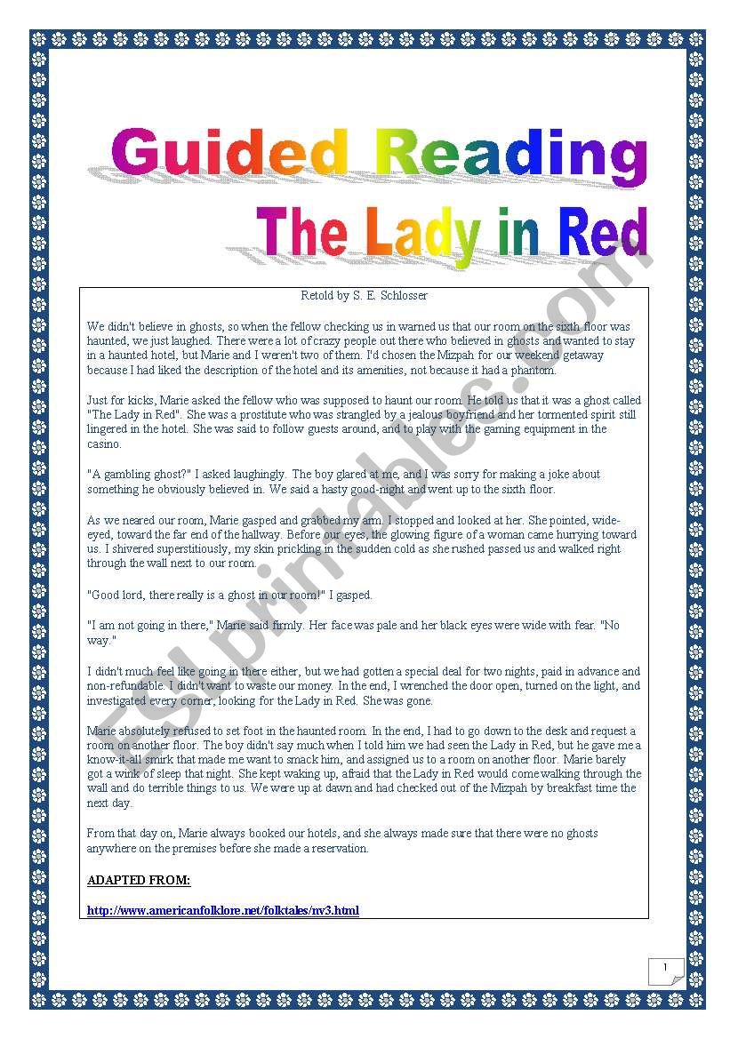 American Folklore Series: GUIDED READING & WRITING + DISCUSSION: GHOST story: COMPREHENSIVE LESSON (printer-friendly, 7 pages, over 30 TASKS). With KEY.