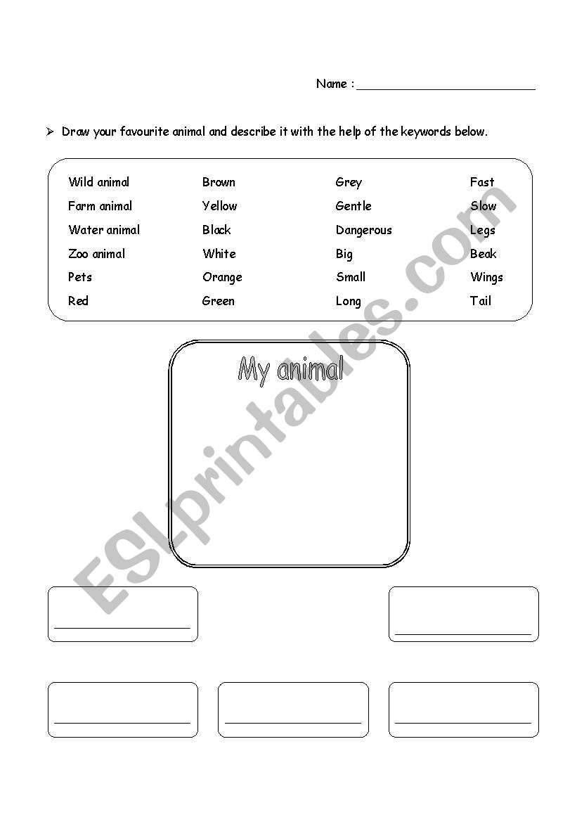 Animal - Description worksheet