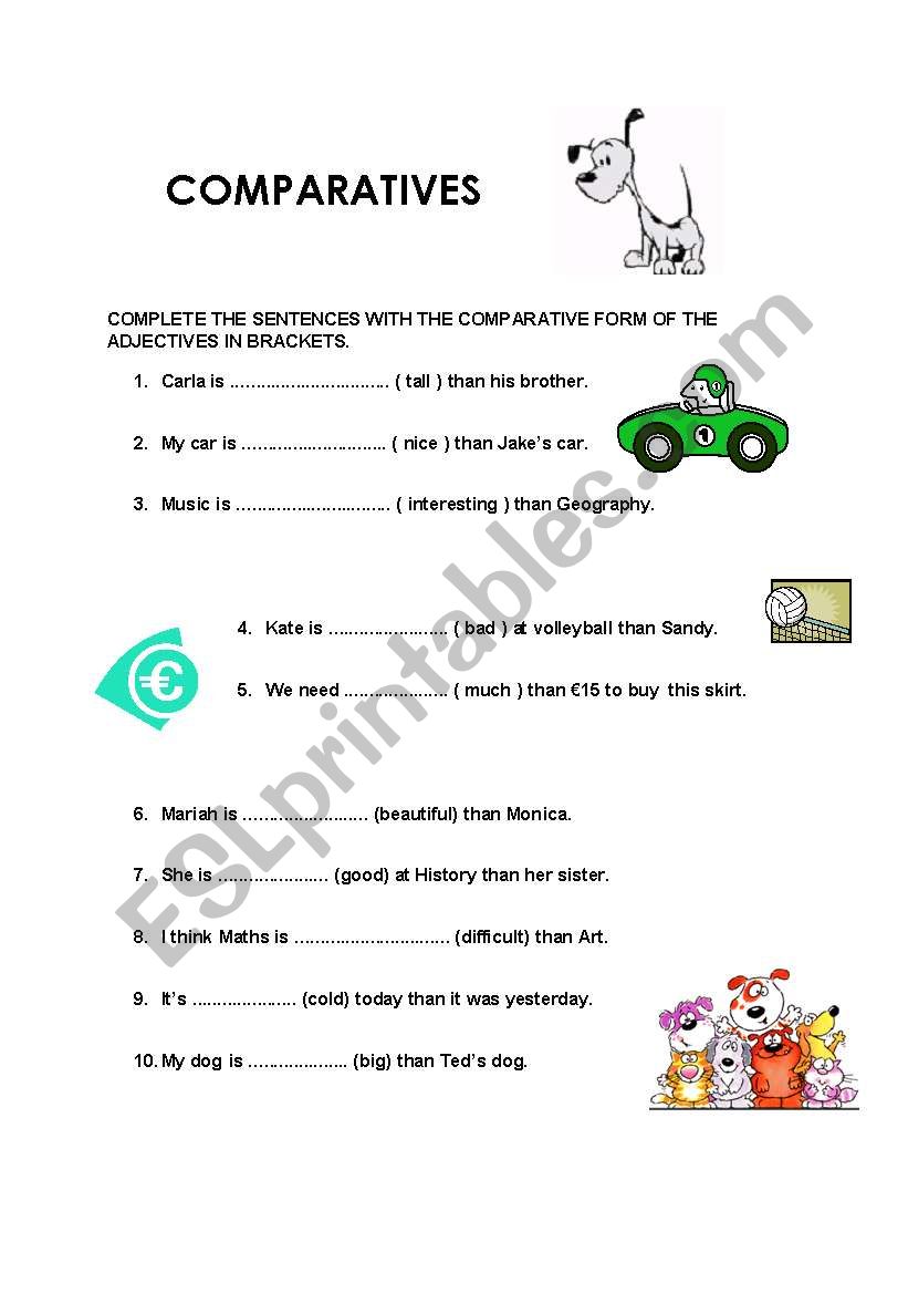 comparatives worksheet