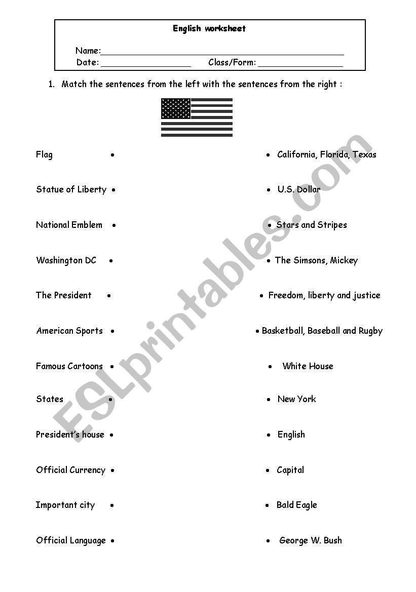 USA worksheet