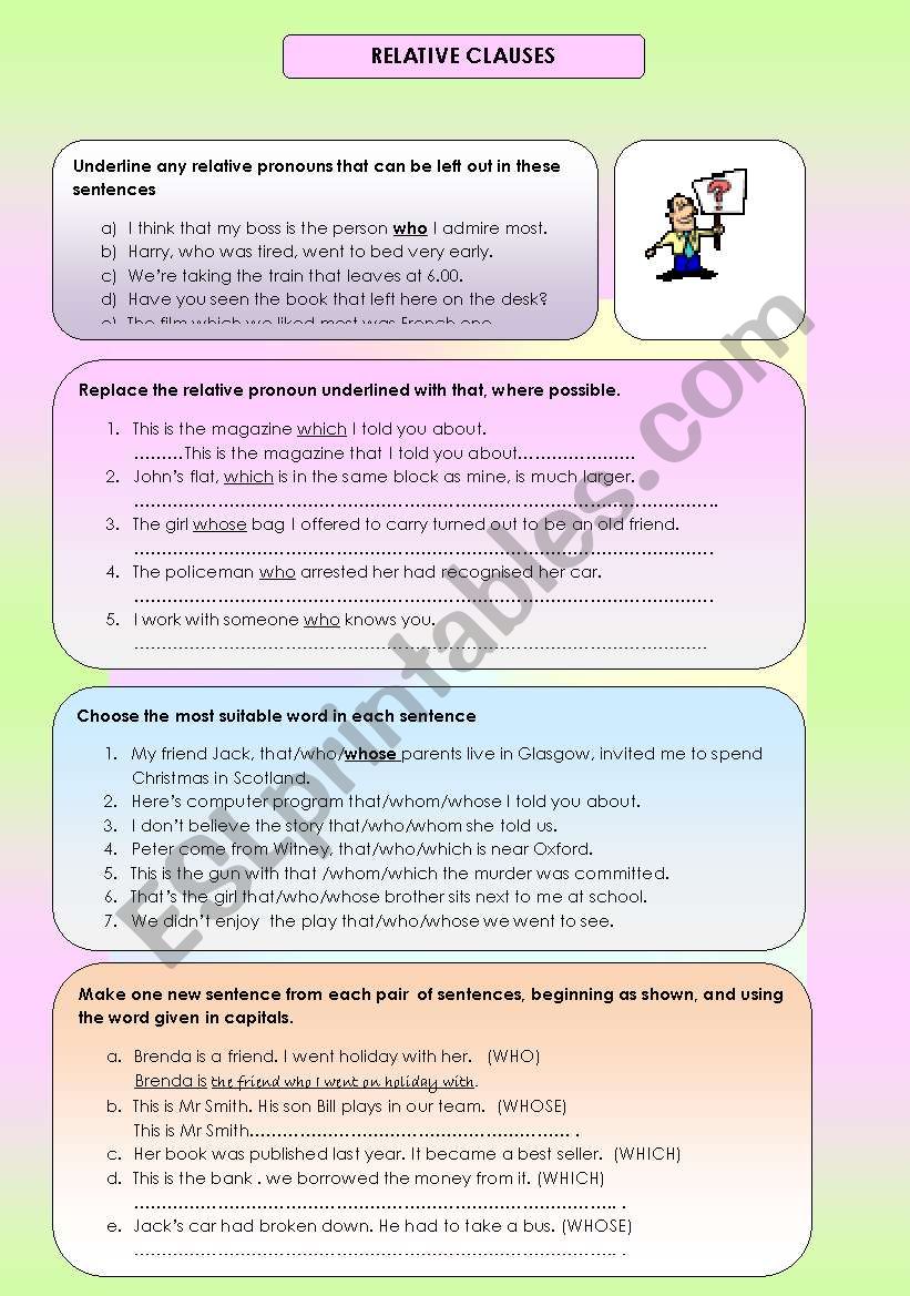 relative clauses worksheet