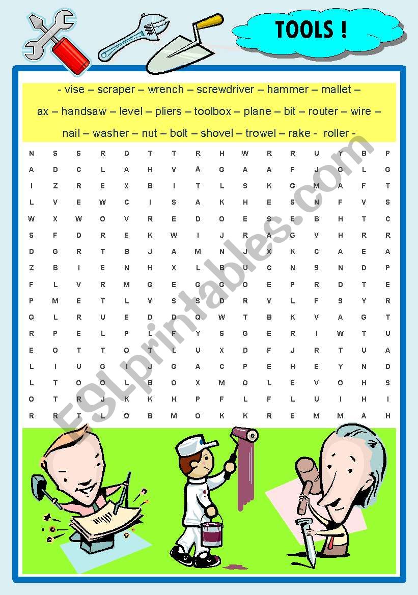 TOOLS WORDSEARCH worksheet