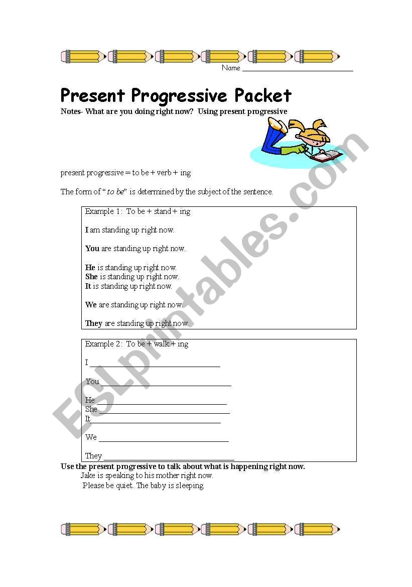 Present Continuous (Progressive) Packet- REVISED