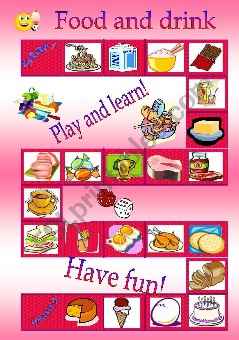 Food and drink board game worksheet