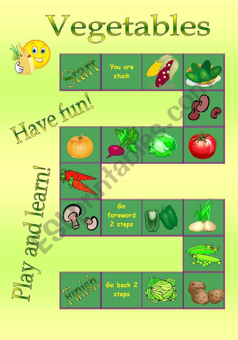 Vegetables - board game worksheet