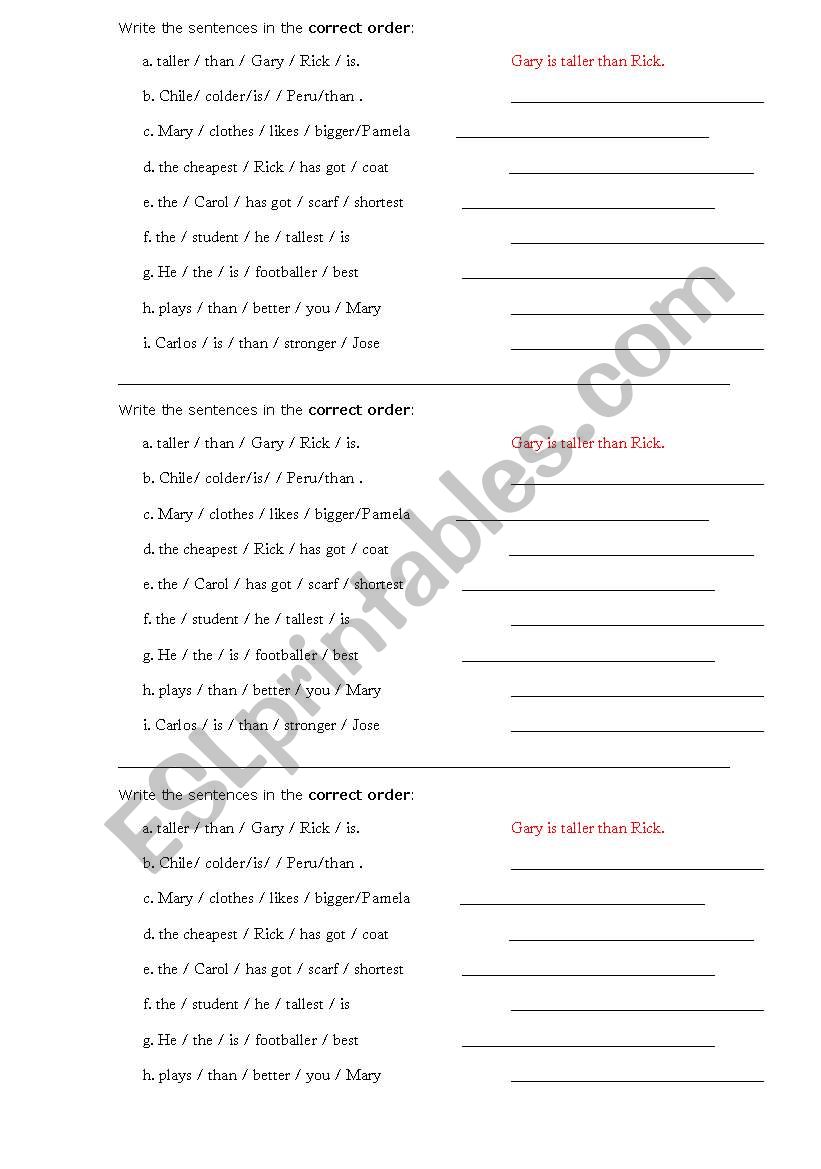 Sentence Building worksheet