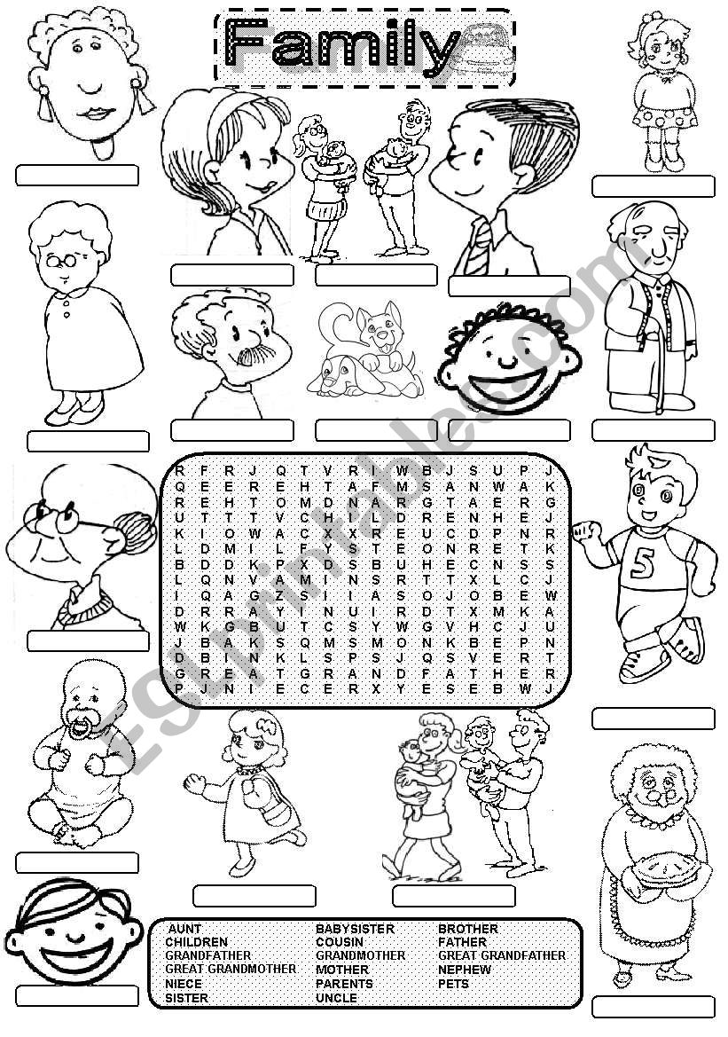 Wordsearch FAMILY MEMBERS worksheet